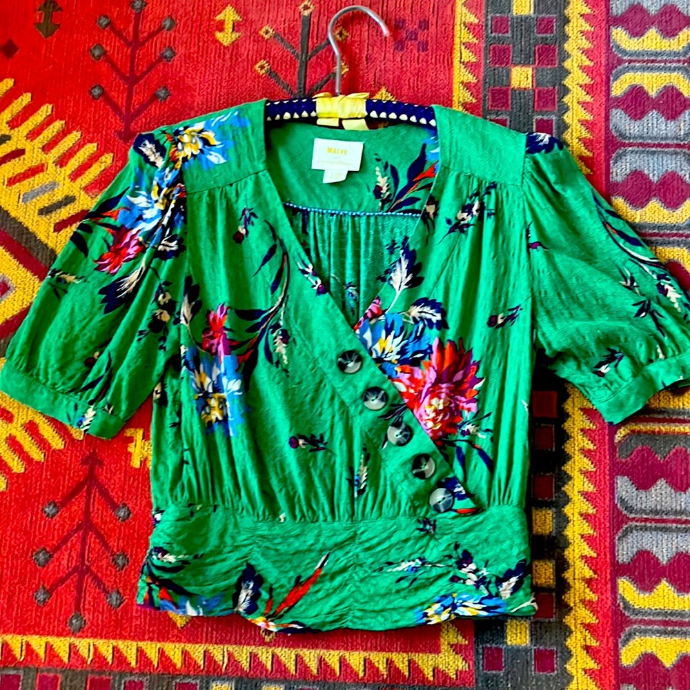 Maeve by Anthroplogy Green blouse